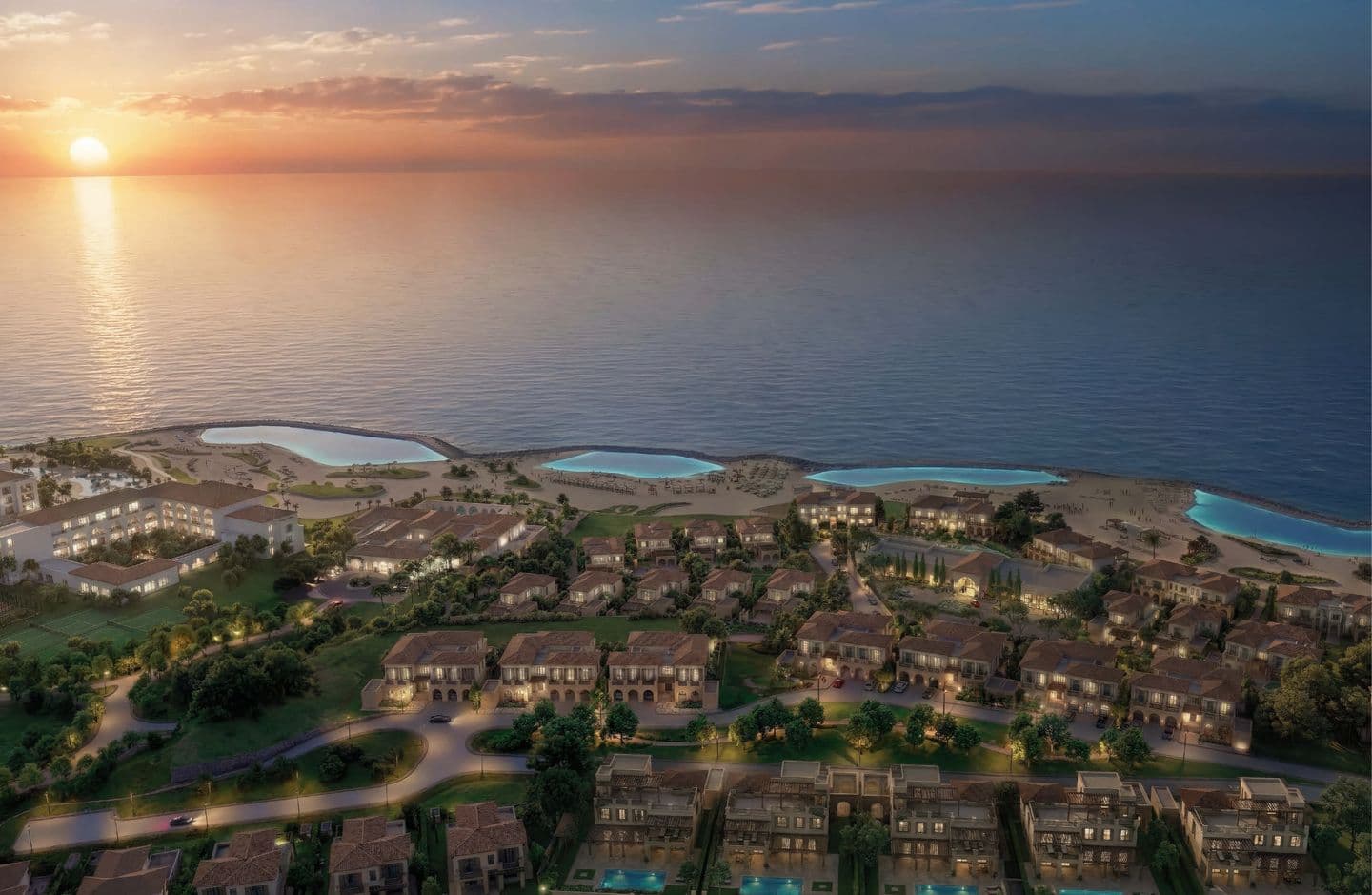 Montage Residences villas at sunset