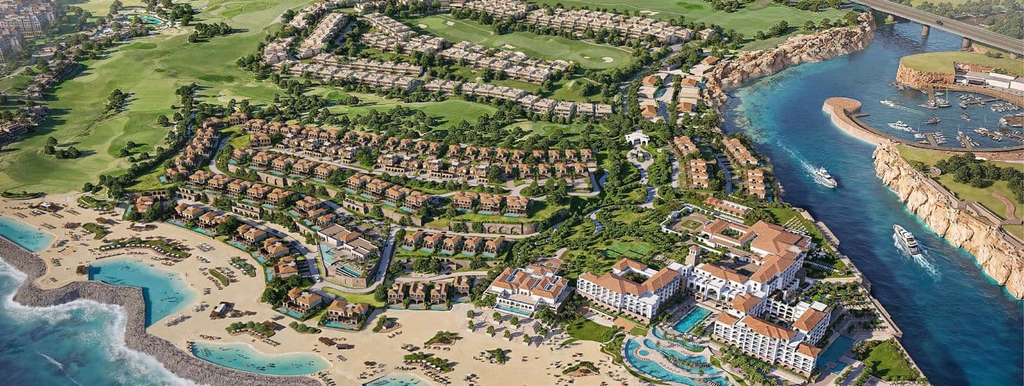 Montage Residences and the beach from the air