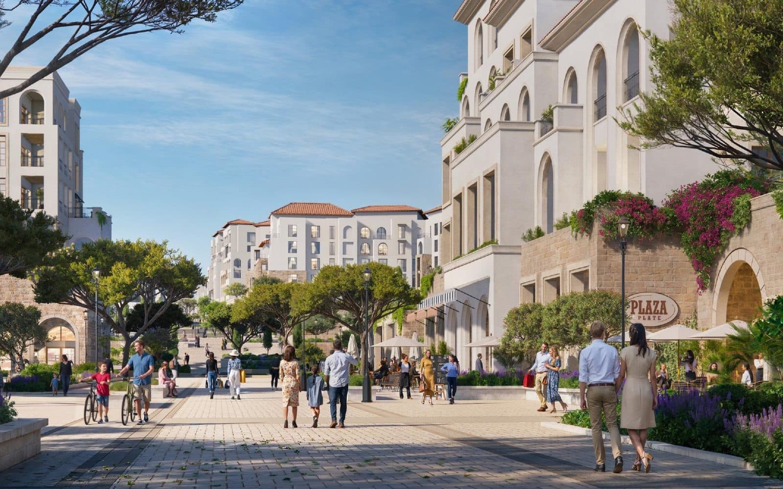 Render of a street in Yemm Beach Plaza